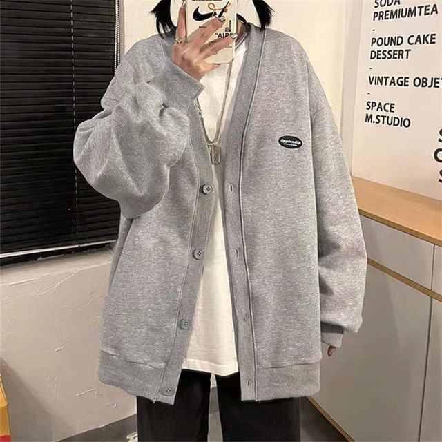 V-Neck Jacket Button Plain