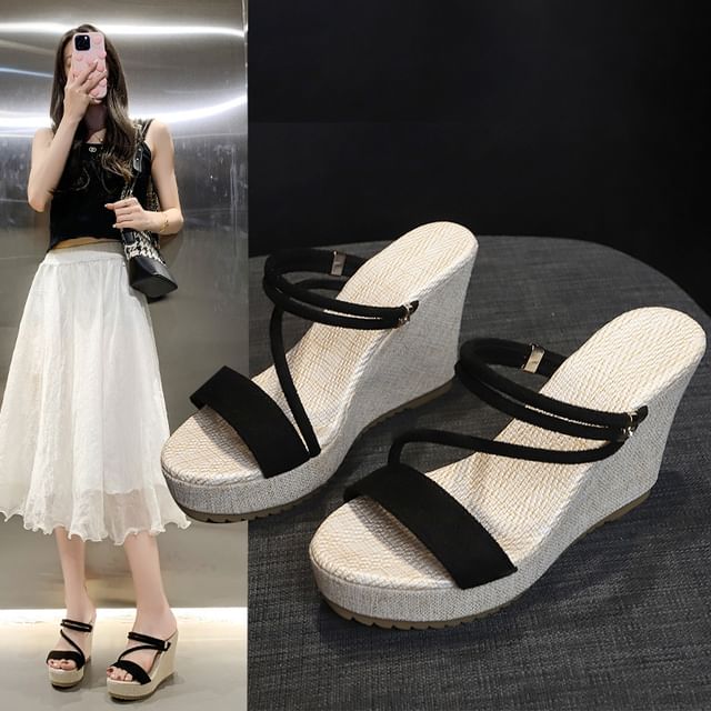 Sandals Platform Slide Wedge Strappy