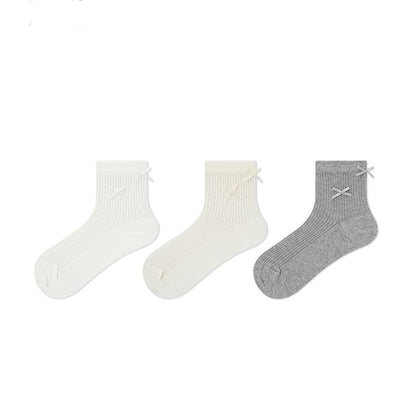 Plain Bow Accent Socks Set