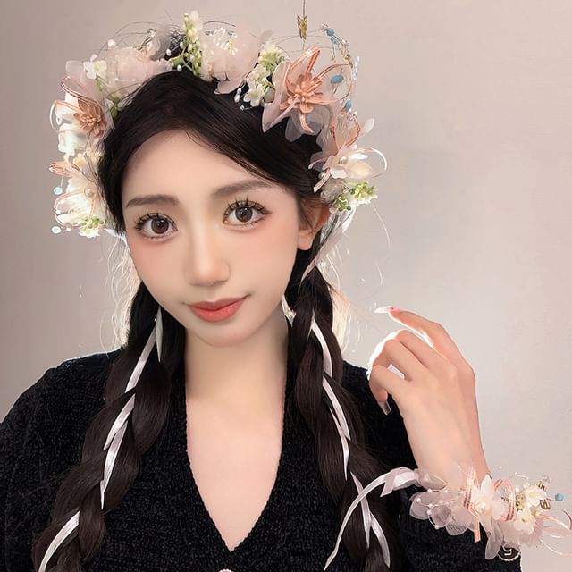 / Bracelet Mesh Floral Headband