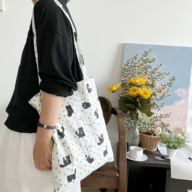 Cat Shopper Bag Print