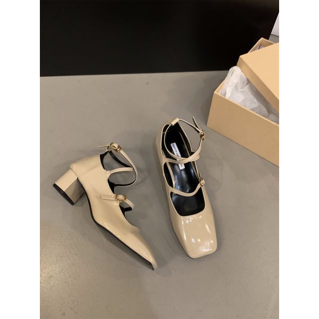 Square-Toe Shoes Jane Chunky Mary Heel