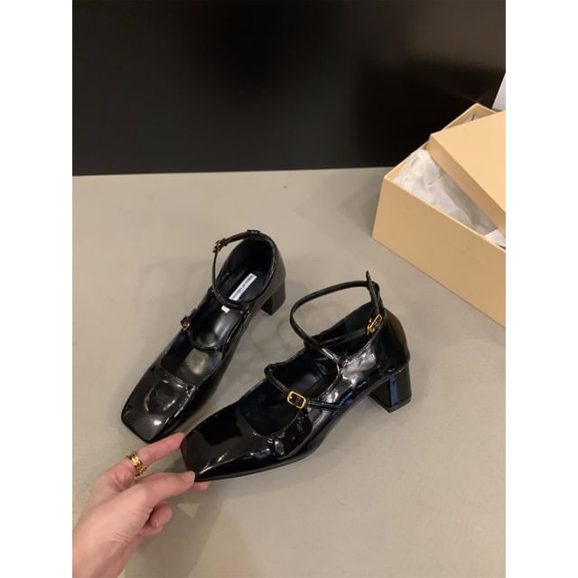 Square-Toe Shoes Jane Chunky Mary Heel