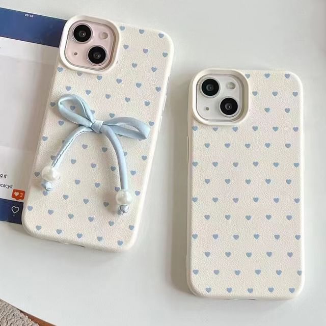 Heart Leather Adhesive Faux Set Bow / Decoration Phone Case