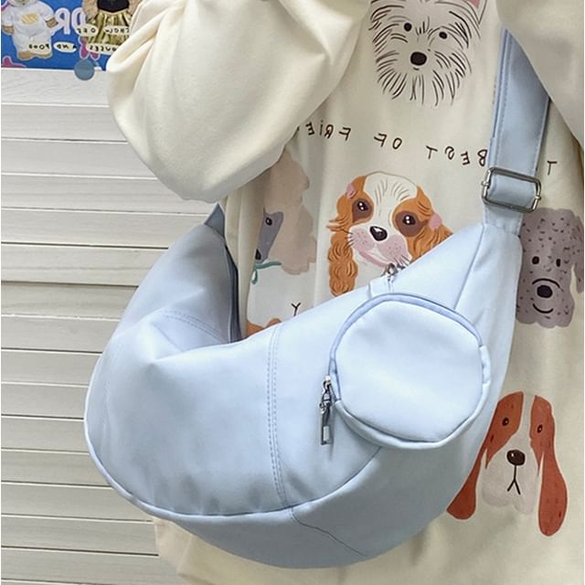 Coin Zipper Plain Purse Pouch With Crossbody