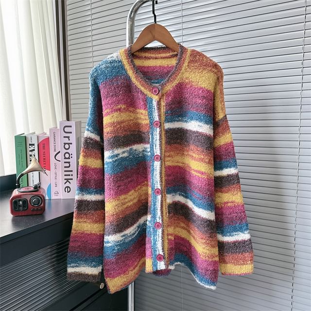 V-Neck Color Block Cardigan