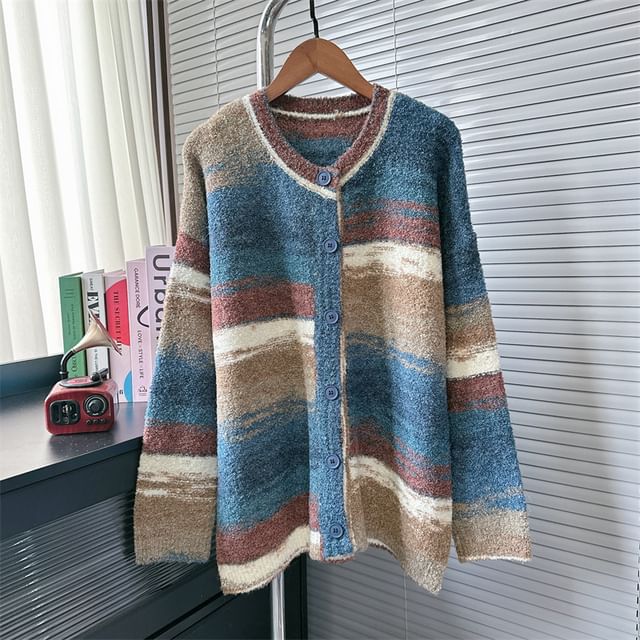 V-Neck Color Block Cardigan