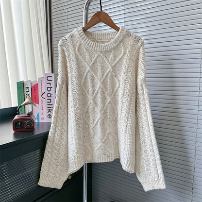 Crew Neck Cable Knit Sweater