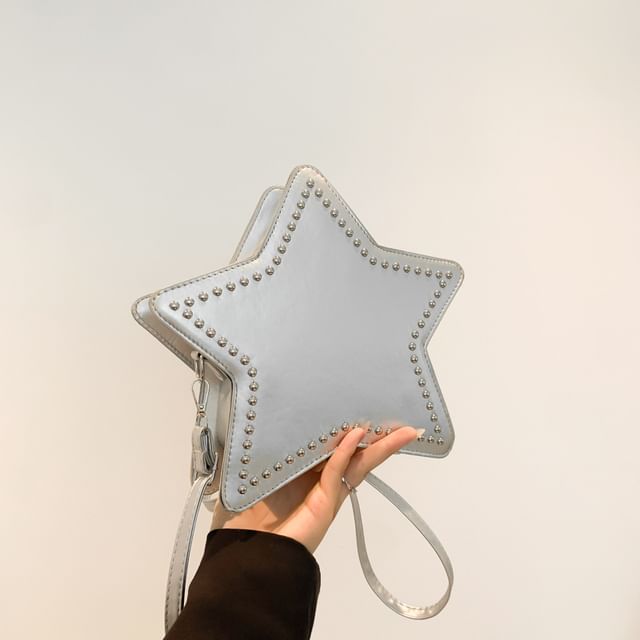 Star Studded Faux Leather Crossbody Bag