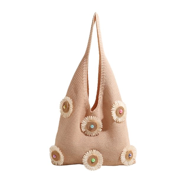 Knit Shopper Accent Bag Flower