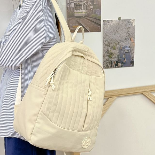Plain Backpack Quilted Laptop