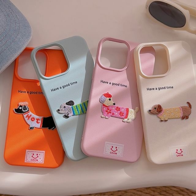 Dog Embroidered Phone Case