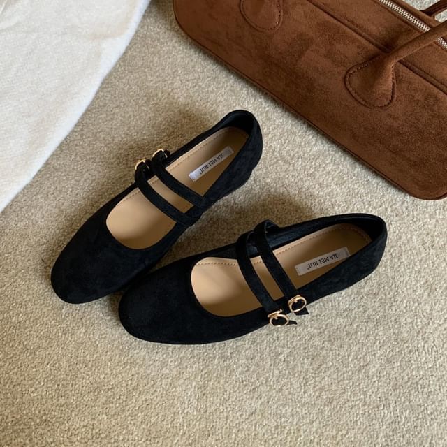 Faux Suede Mary Jane Shoes