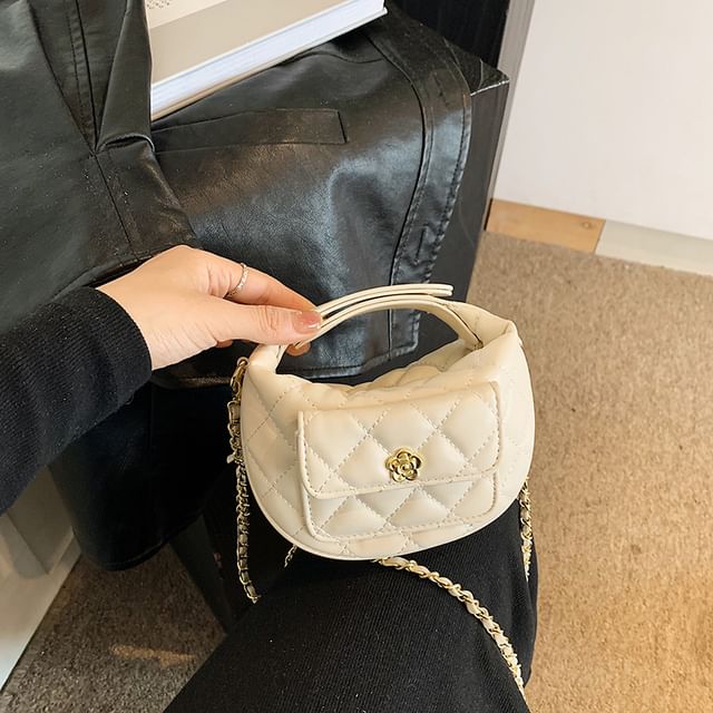 Crossbody Bag Chain Quilted Faux Strap Leather