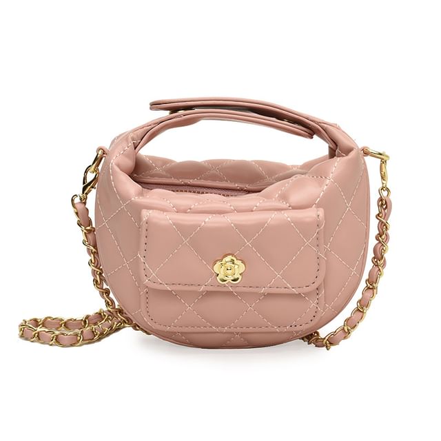 Crossbody Bag Chain Quilted Faux Strap Leather