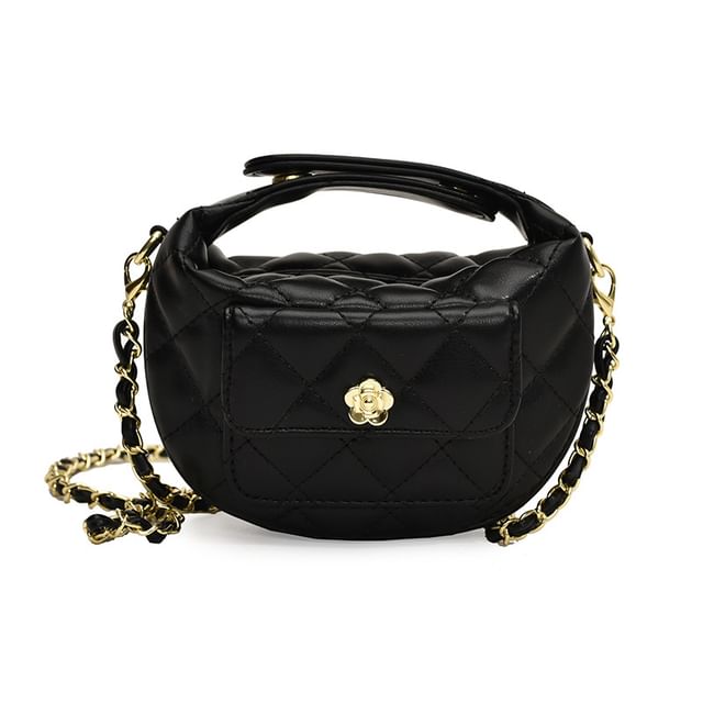 Crossbody Bag Chain Quilted Faux Strap Leather