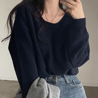 Round Neck Plain Sweater