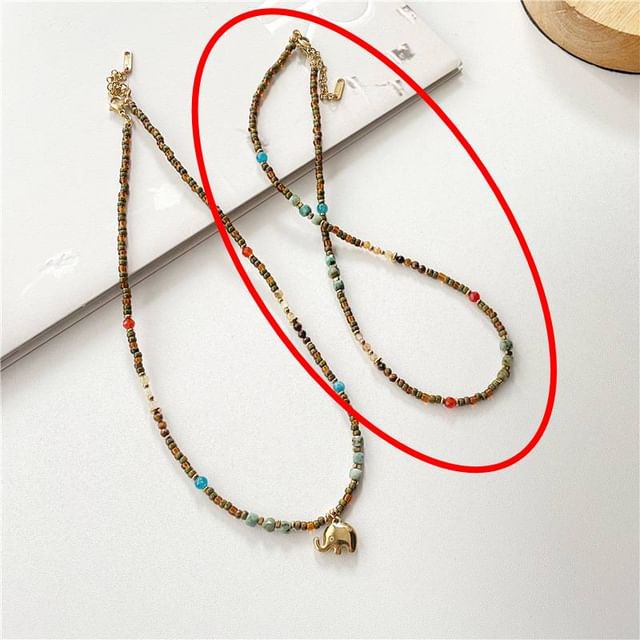 / Beaded Elephant Necklace