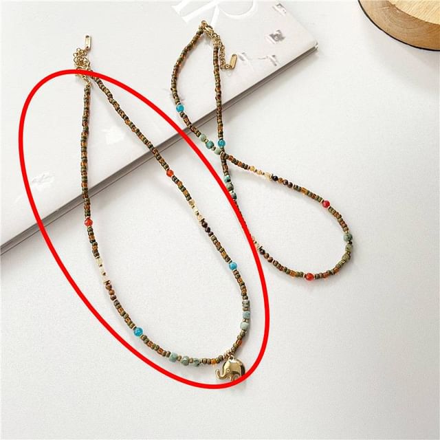 / Beaded Elephant Necklace
