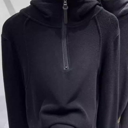 Half Zip Plain Hoodie