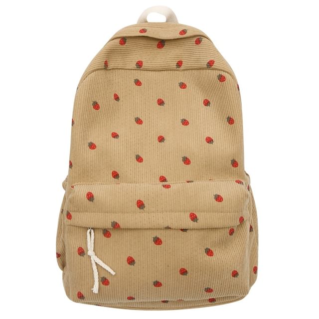 Print Strawberry Backpack Multi-Pocket
