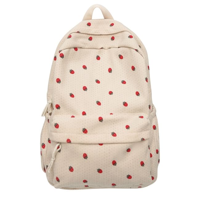 Print Strawberry Backpack Multi-Pocket
