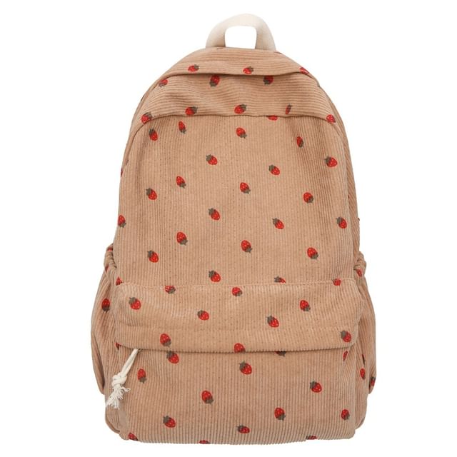 Print Strawberry Backpack Multi-Pocket