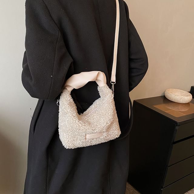 Shearling Bag Applique Faux Crossbody