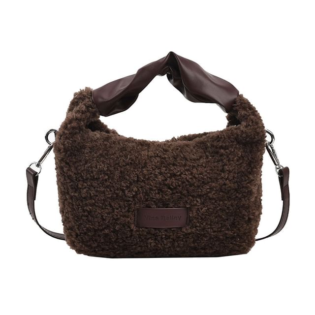 Shearling Bag Applique Faux Crossbody