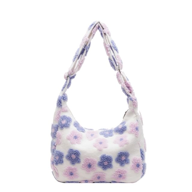 Floral Tote Bag Shearling Faux