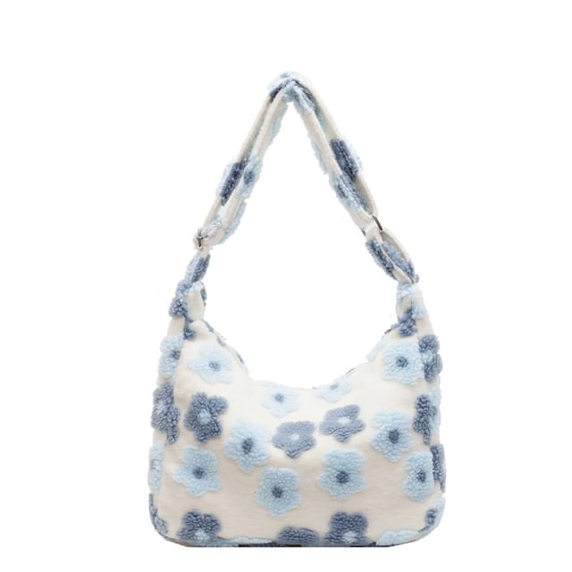 Floral Tote Bag Shearling Faux