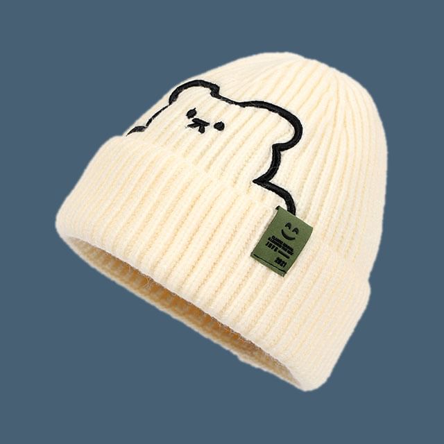 / Bear Plain Embroidered Beanie