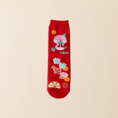 Chinese New Year Cartoon Crew Socks