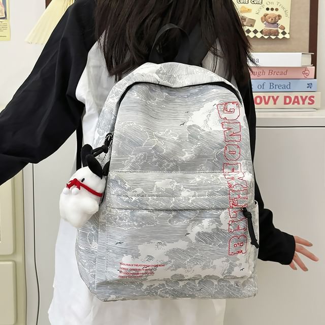 Print Backpack Nylon Set Bag Lettering Laptop / Charm