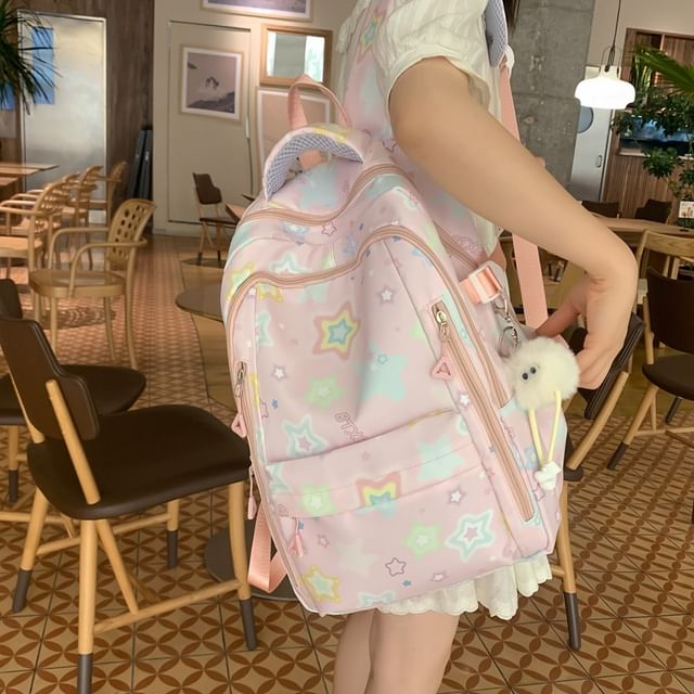 Bag Charm Backpack / Laptop Star Set Print Nylon