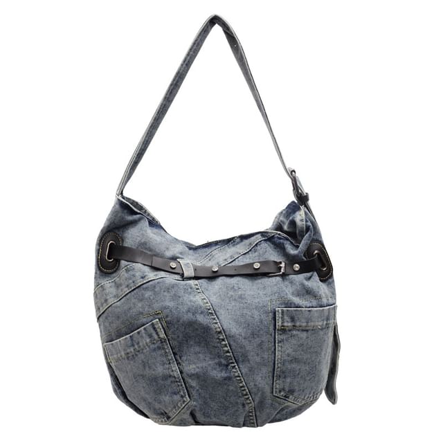 Bag Washed Buckled Denim Crossbody