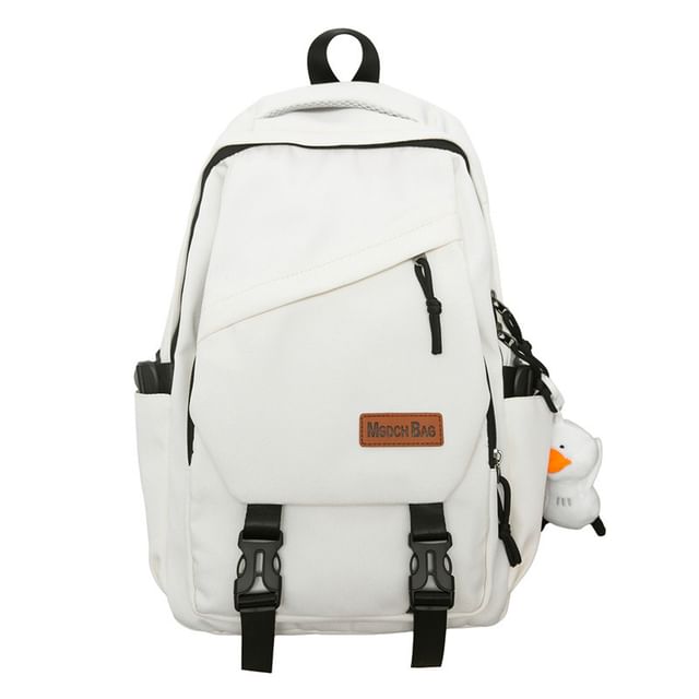 Buckled Nylon Laptop Bag Plain Backpack Charm / Set