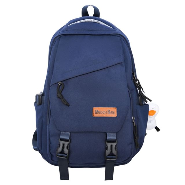 Buckled Nylon Laptop Bag Plain Backpack Charm / Set