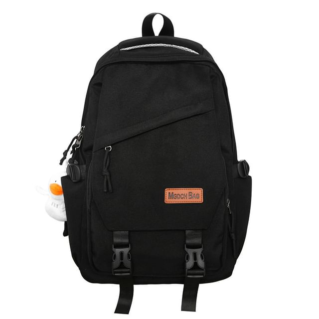 Buckled Nylon Laptop Bag Plain Backpack Charm / Set