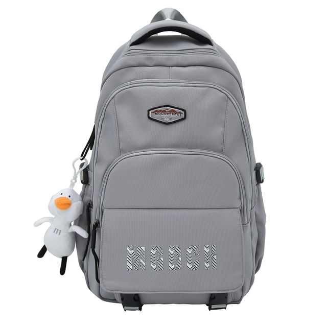 / Bag Print Lettering Charm Nylon Set Backpack Laptop