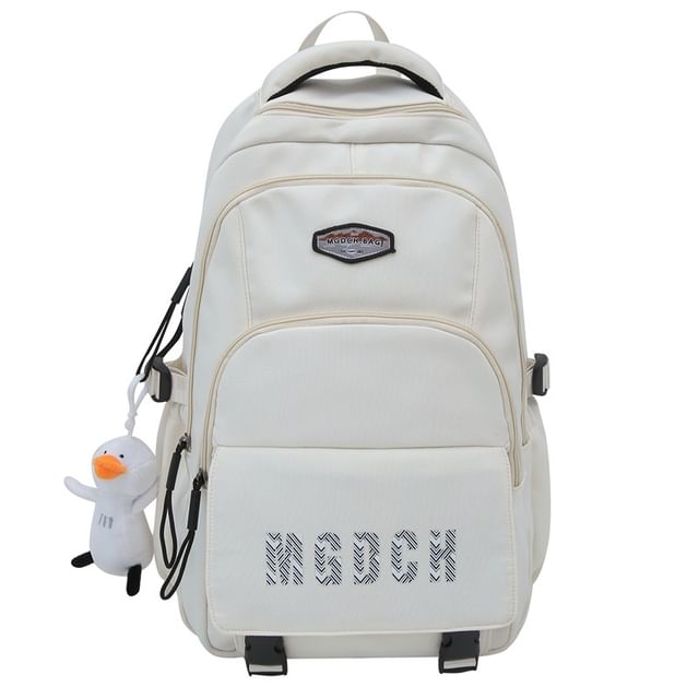 / Bag Print Lettering Charm Nylon Set Backpack Laptop