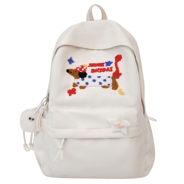 Nylon Badge Embroidered / Dog Laptop Charm Backpack Set Bag