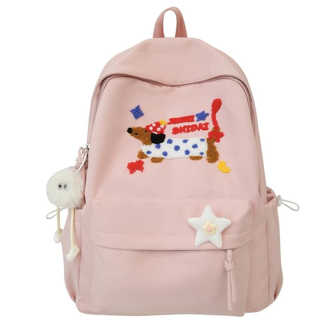Nylon Badge Embroidered / Dog Laptop Charm Backpack Set Bag