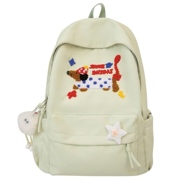 Nylon Badge Embroidered / Dog Laptop Charm Backpack Set Bag