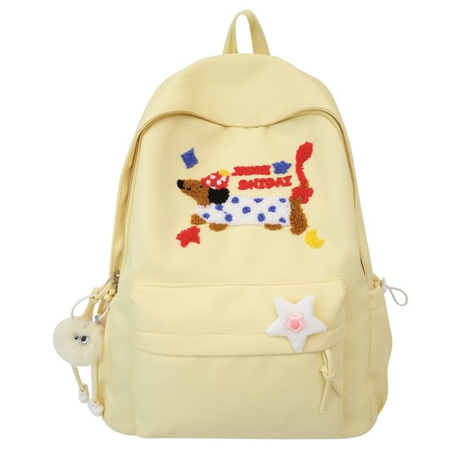 Nylon Badge Embroidered / Dog Laptop Charm Backpack Set Bag