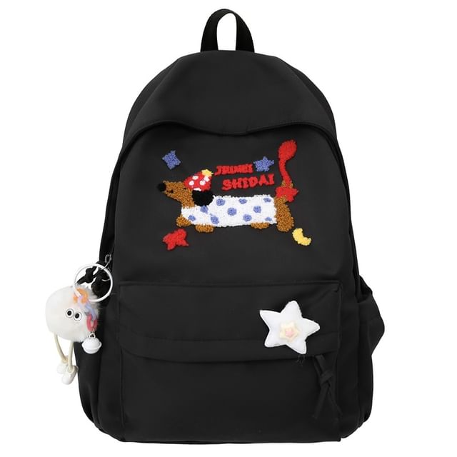 Nylon Badge Embroidered / Dog Laptop Charm Backpack Set Bag