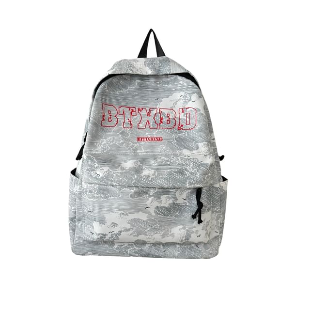 Print Backpack Nylon Set Bag Lettering Laptop / Charm