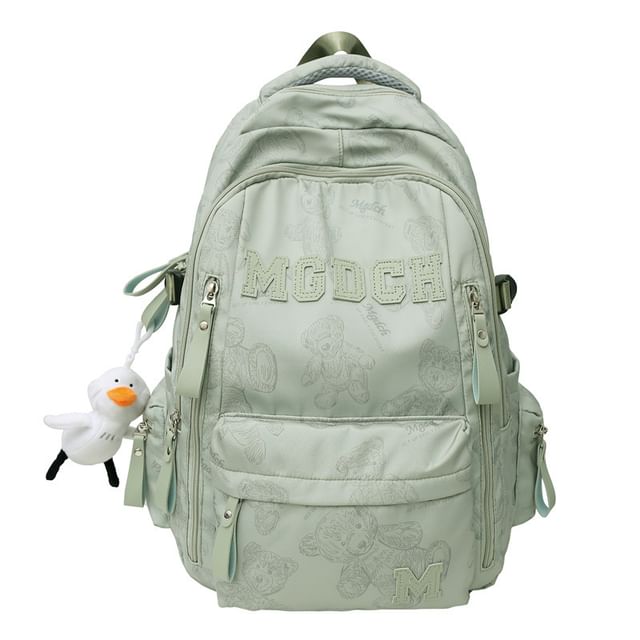 Backpack Charm Bear Nylon Applique Print Lettering Laptop Set Tote / Bag