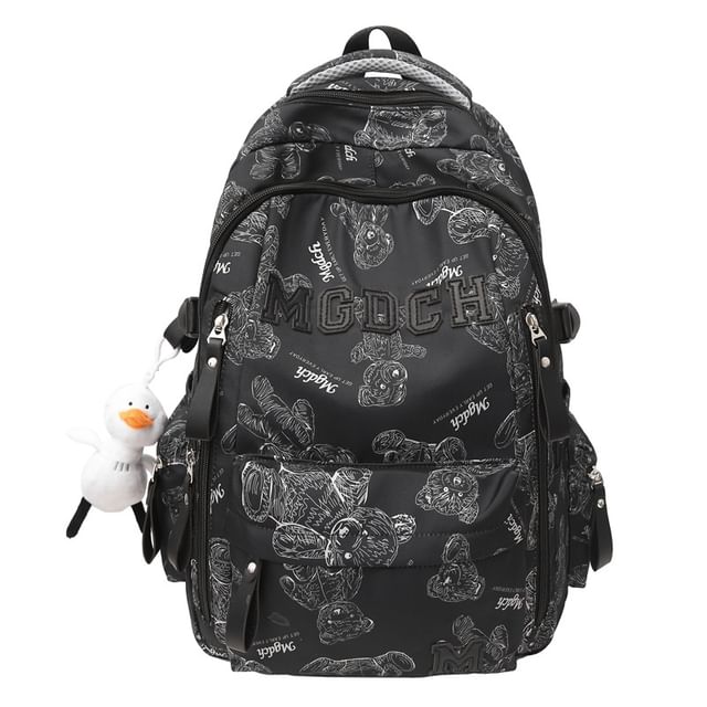 Backpack Charm Bear Nylon Applique Print Lettering Laptop Set Tote / Bag