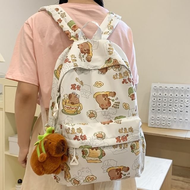 Capybara Print Nylon Backpack